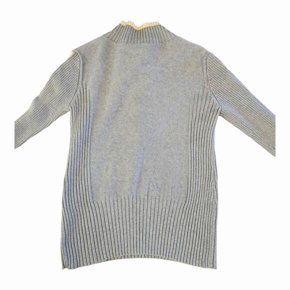 DKNY Jeans Women’s Small Baby Blue Ribbed Half Zip Sweater Logo Sleeve - Picture 3 of 7